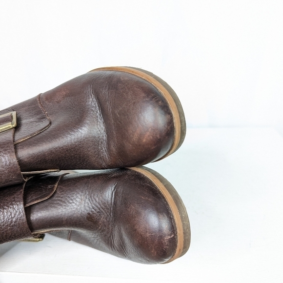 Kork-Ease Brown Leather Low Block Heel Ankle Booties - Picture 5 of 9